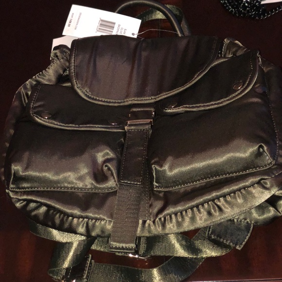 Steve Madden Olive Green Satin Backpack - Picture 2 of 5